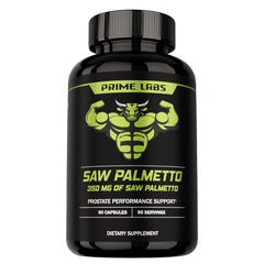 Prime Labs Saw Palmetto bottle shows potency for prostate and hair support.