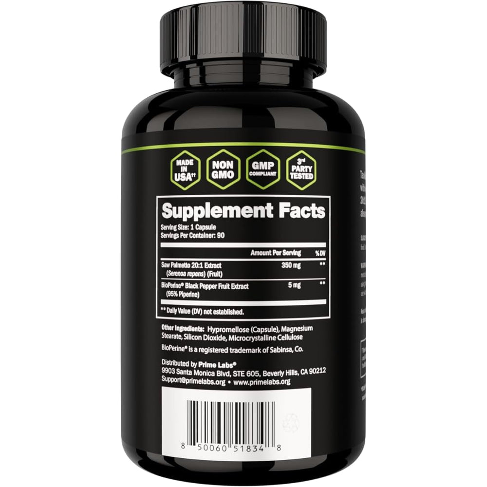 Prime Labs Saw Palmetto US-made stamp signals domestic production standards.