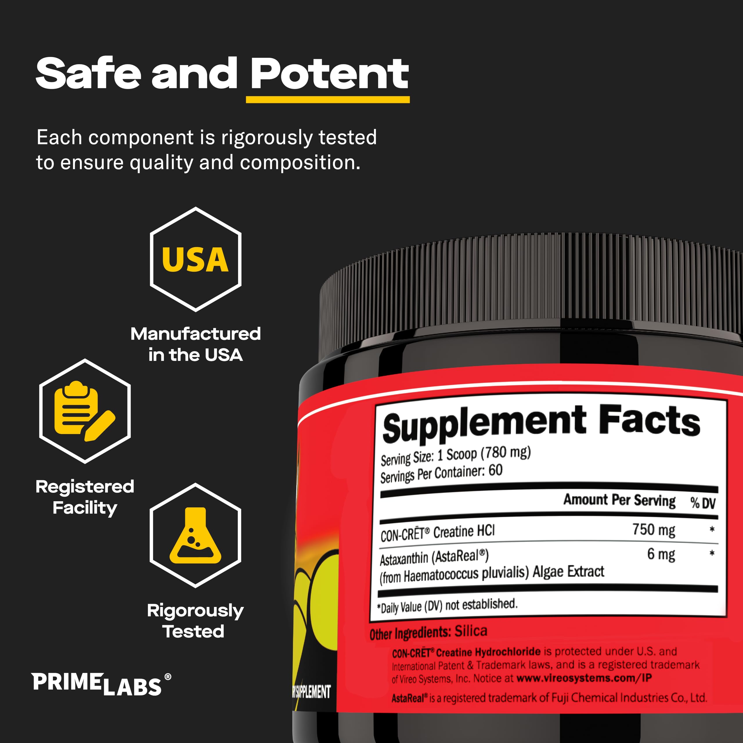 Prime Labs USA-made, non-GMO label signals trusted quality for athletes.