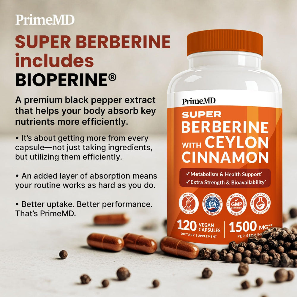 Lifestyle shot of PrimeMD berberine in morning routine