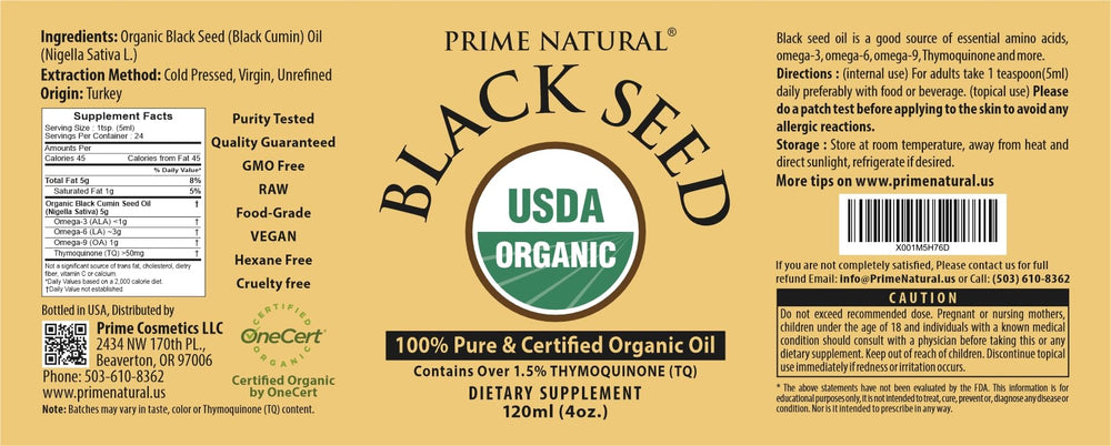 Prime Natural Black Seed Oil hair care boost suggests shine and manageability.