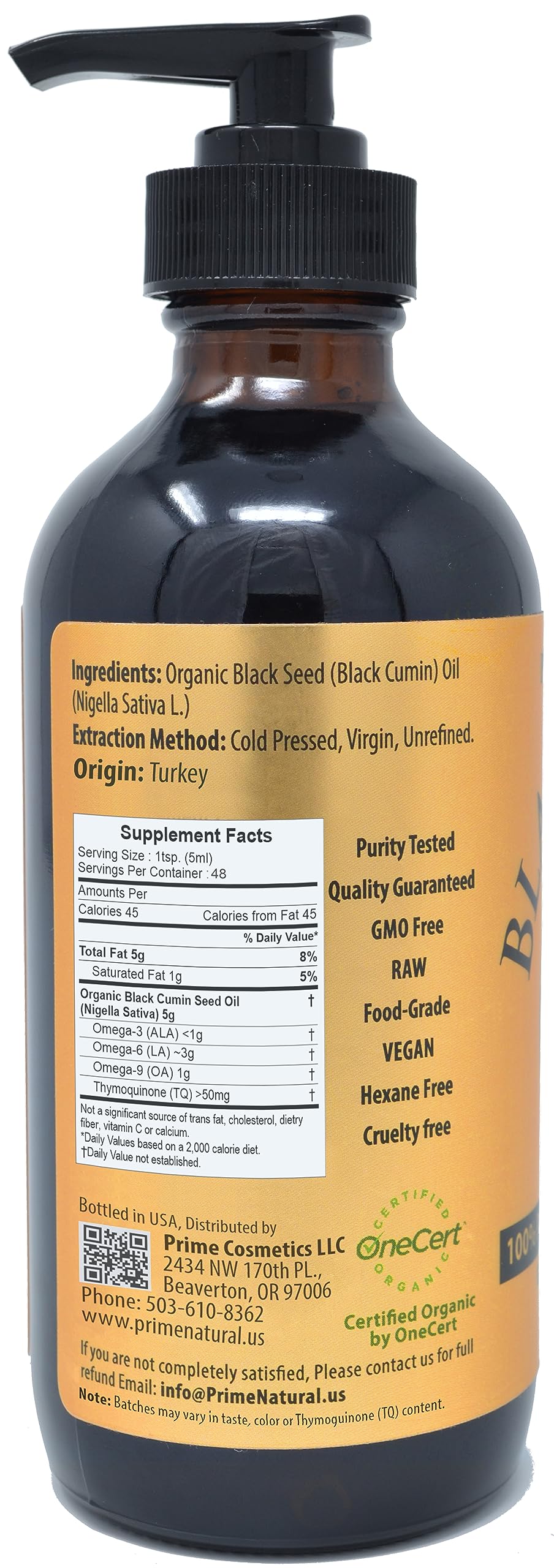 Prime Natural Black Seed Oil pour closeup, smooth liquid for routines.
