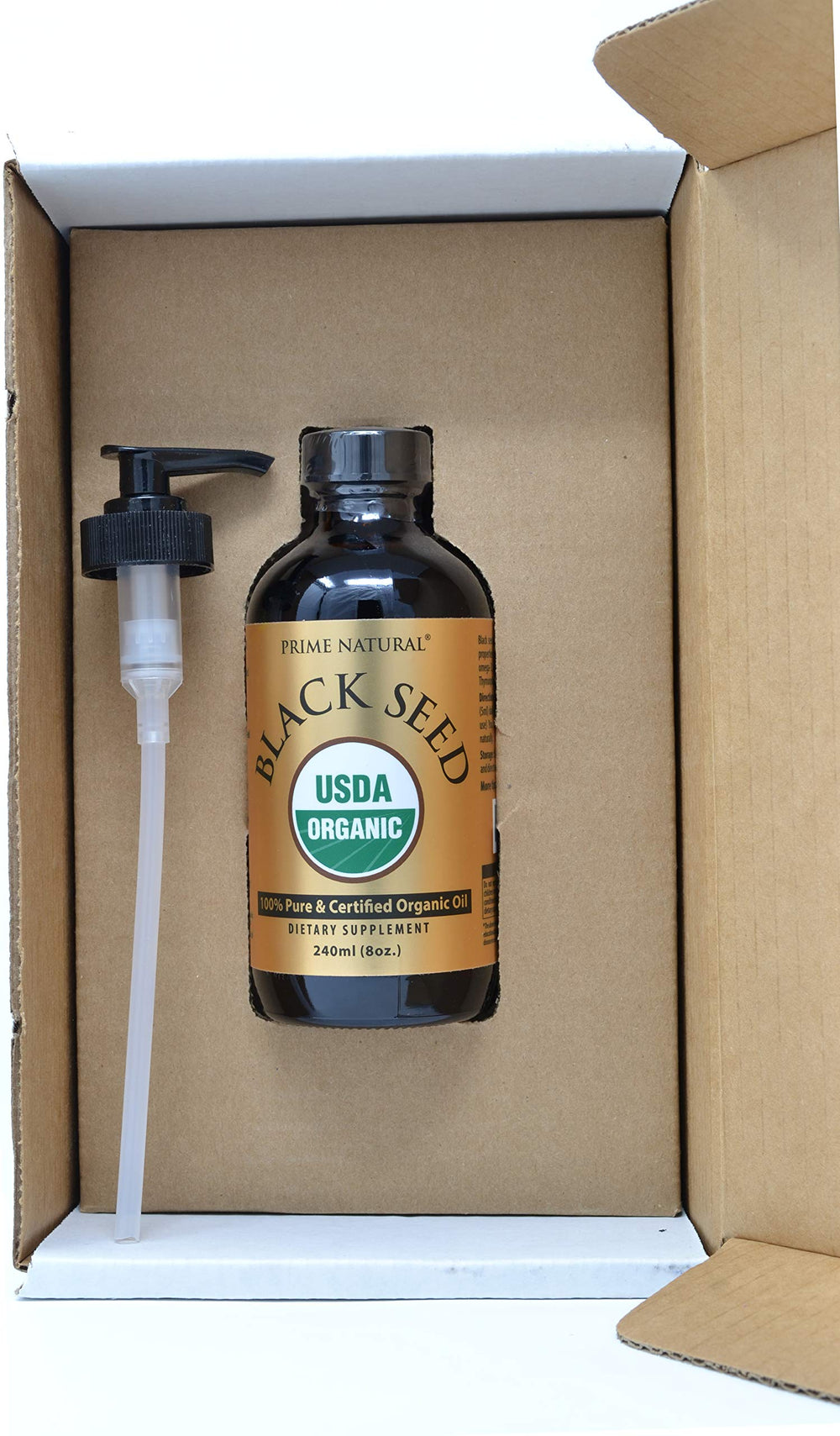 Prime Natural Black Seed Oil spoon dip, convenient daily dosing.