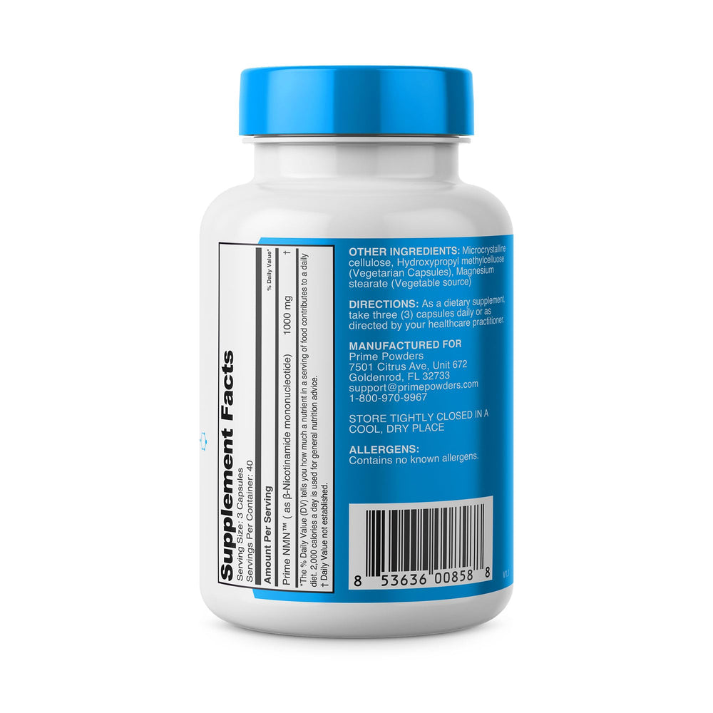 Prime Powders NMN lab test seal signaling third-party purity.