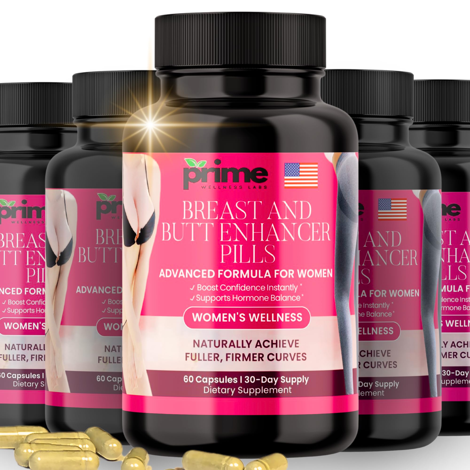 Prime Wellness Labs bottle on a clean surface illustrating natural curves support for women