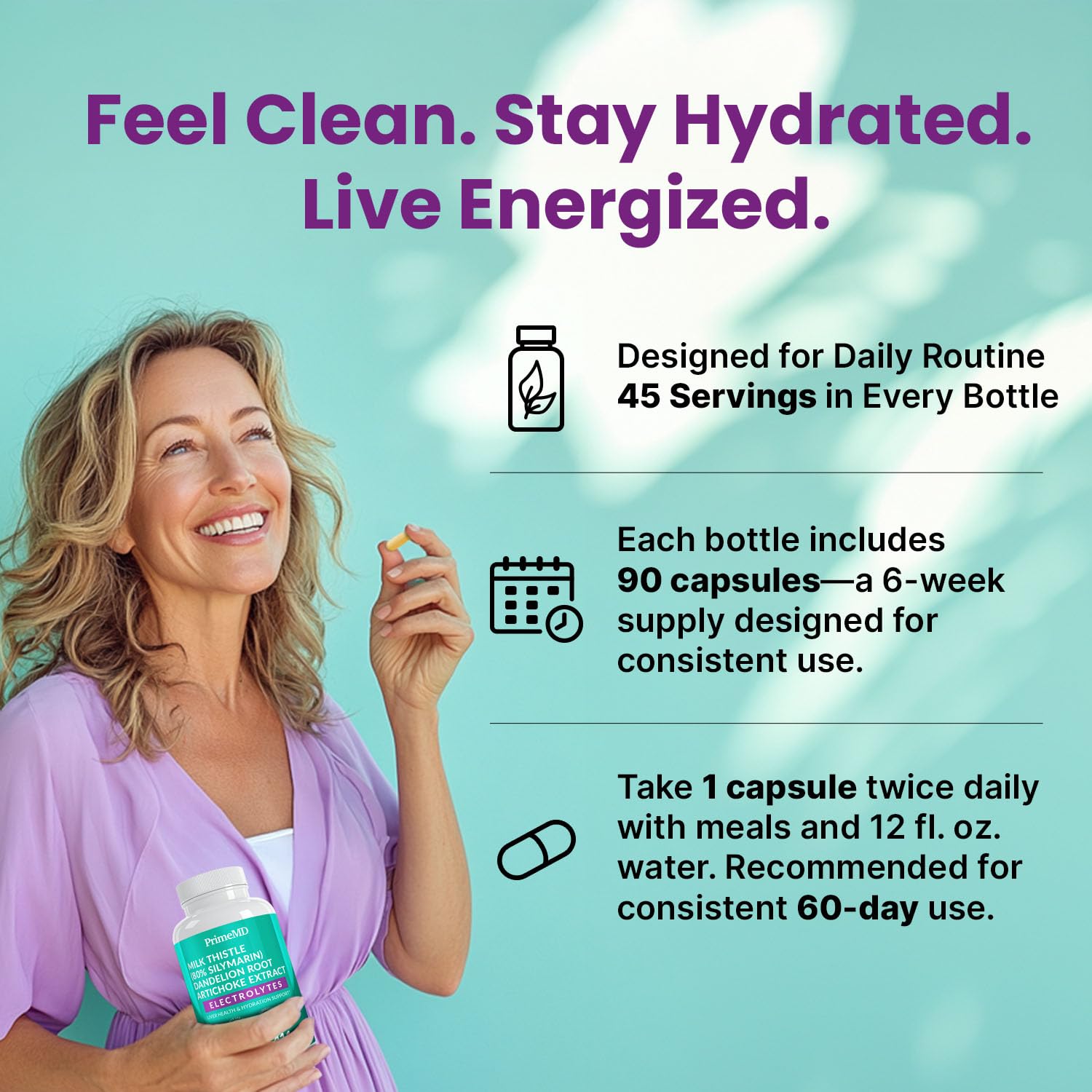 Milk Thistle ingredient imagery from PrimeMD formula emphasizing 350 mg per serving