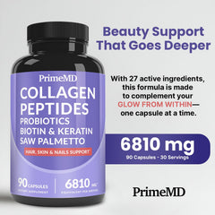 PrimeMD 27-in-1 capsules closeup for easy daily beauty support