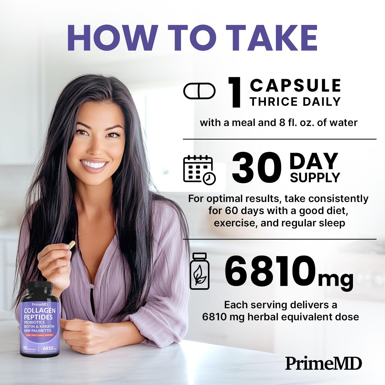 PrimeMD glass with water illustrating daily dose routine