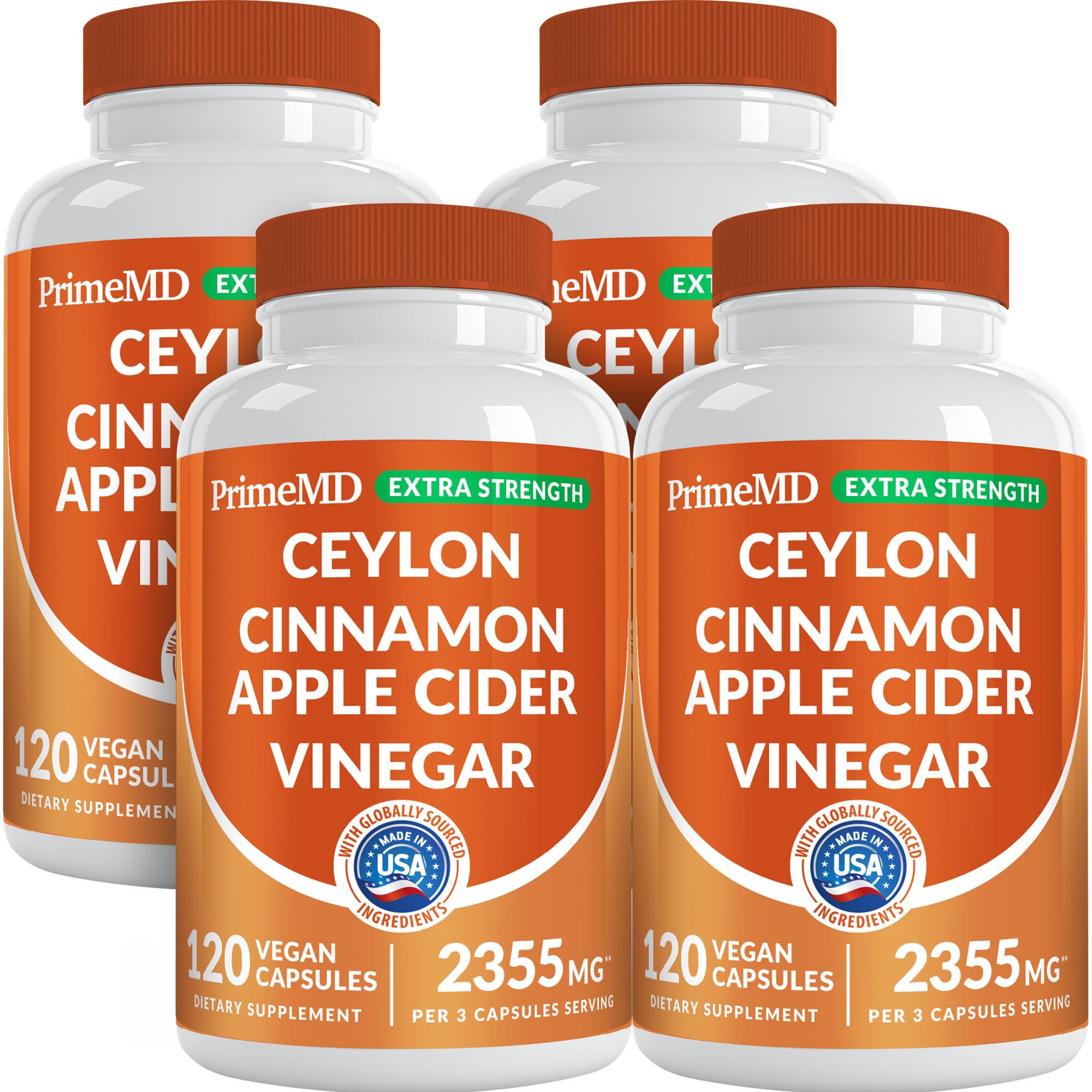 PrimeMD 5-in-1 cinnamon bottle pour shows easy daily dosing for steady energy.