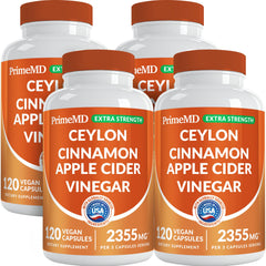 PrimeMD 5-in-1 cinnamon bottle pour shows easy daily dosing for steady energy.