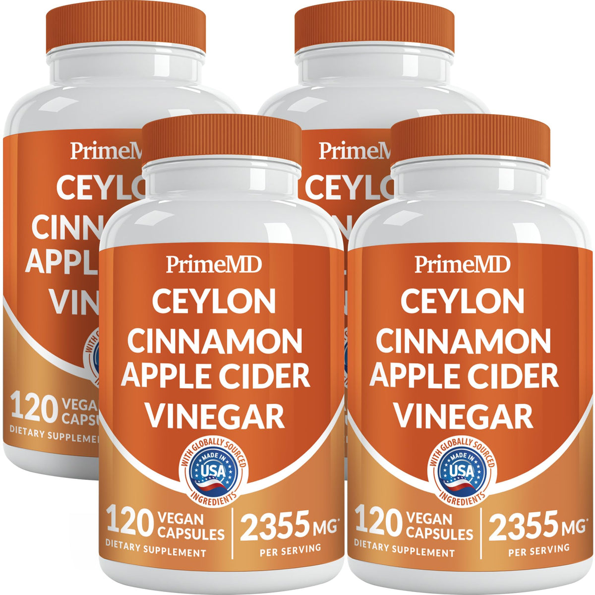 PrimeMD 5-in-1 cinnamon capsules bottle close-up for daily wellness.