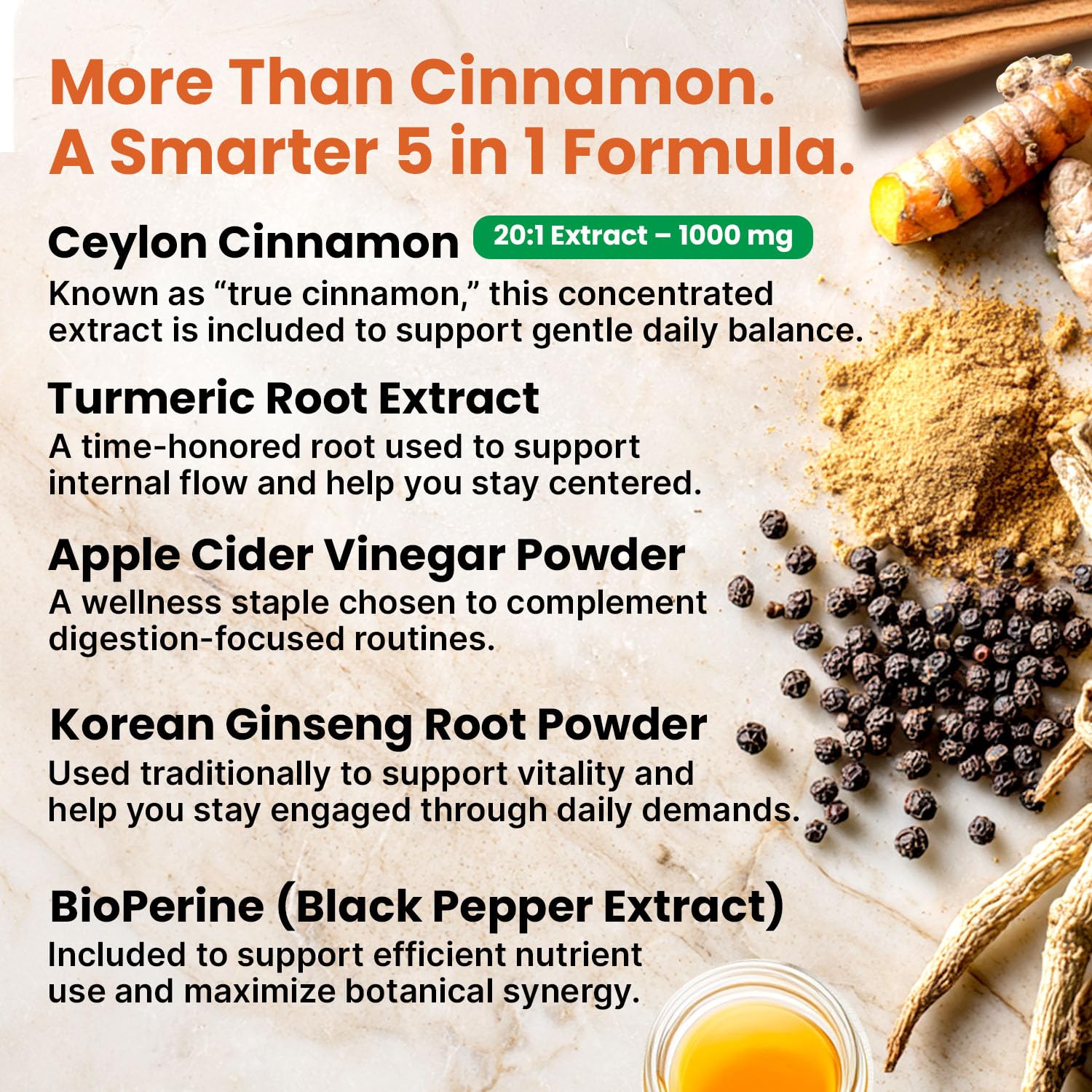 PrimeMD cinnamon-turmeric-ACV blend in capsule form suggesting multi-benefit use