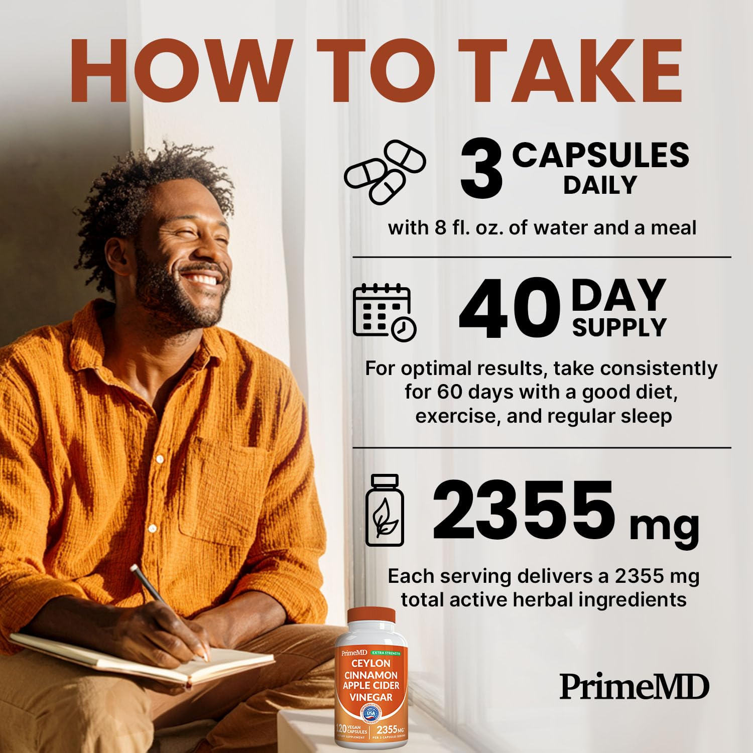 PrimeMD bottle with measuring spoon ready for a routine dose.