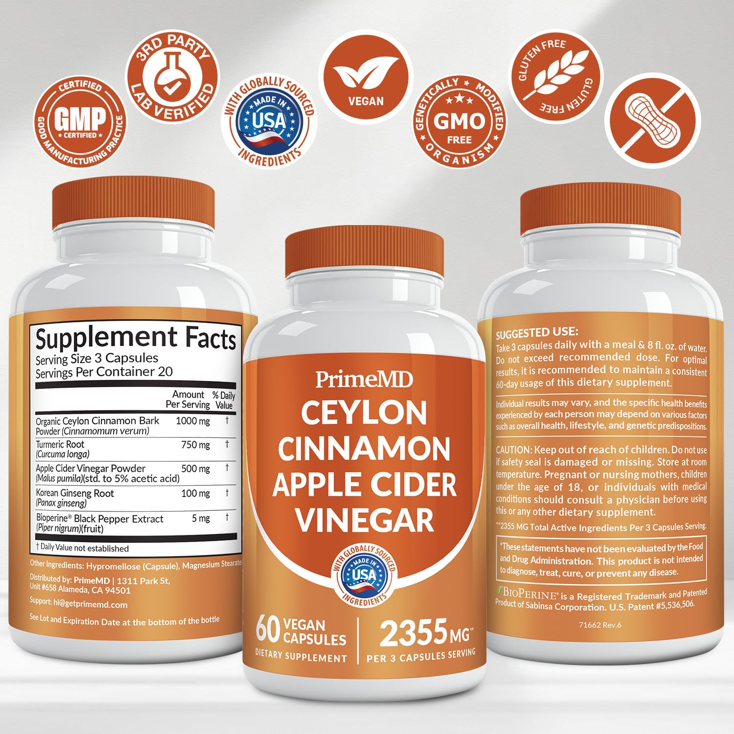 PrimeMD cinnamon bottle on a desk for daily routines.