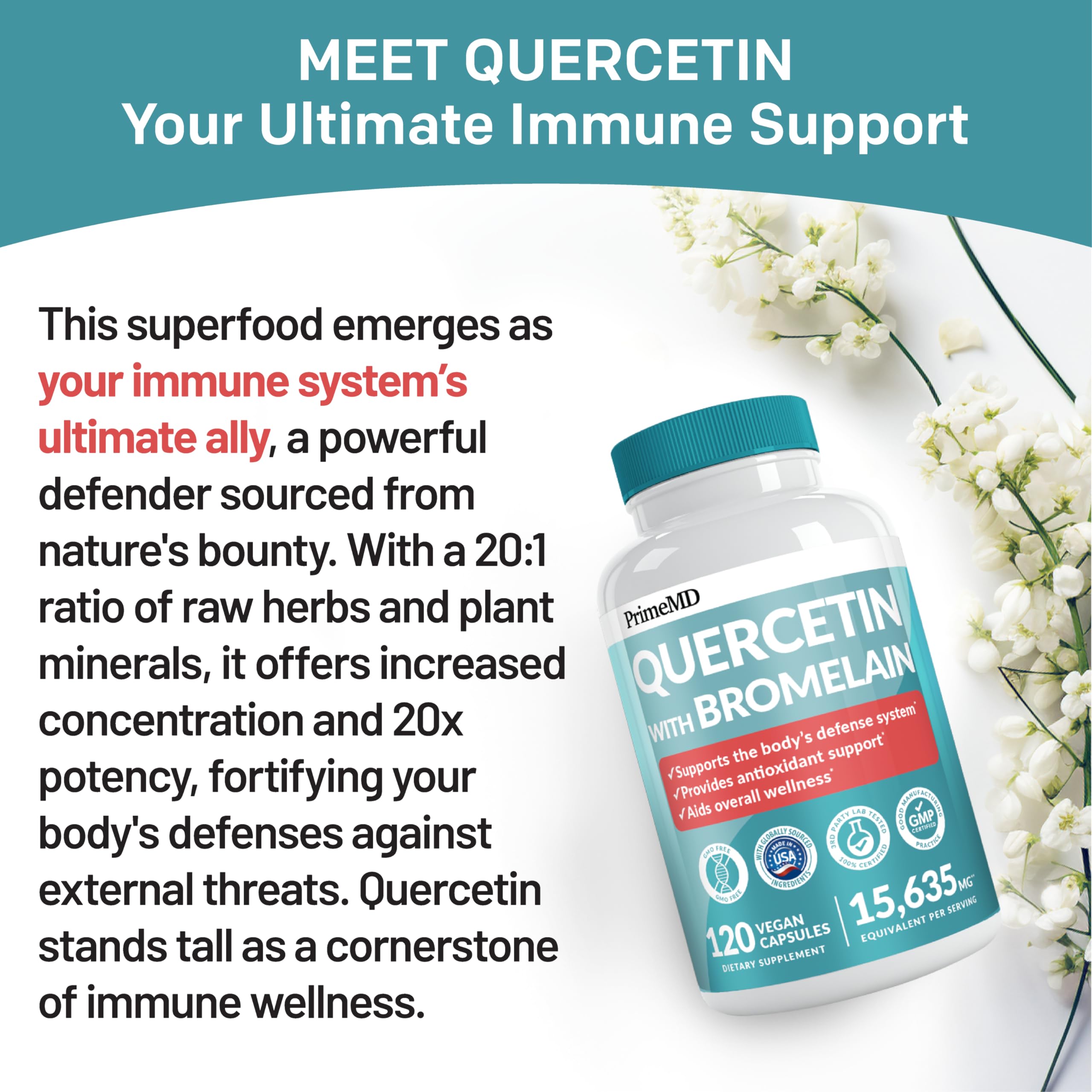 PrimeMD label features elderberry and quercetin ingredients for herbal support