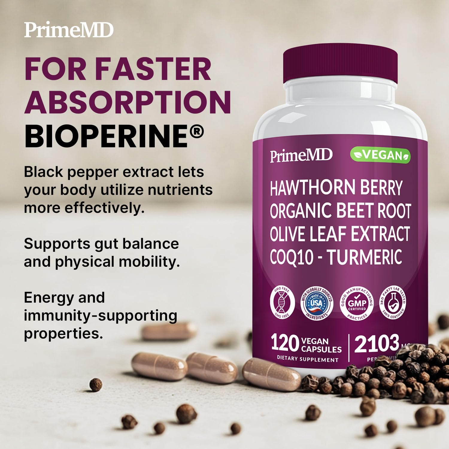 PrimeMD garlic ingredient closeup emphasizing traditional cardiovascular wellness.