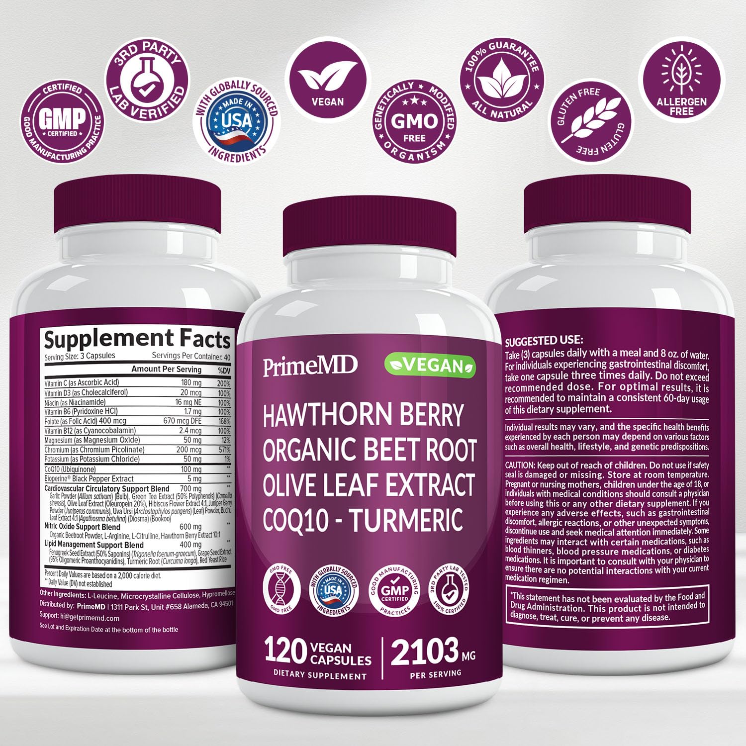PrimeMD ingredient list closeup showing a 26-benefit formula in one.