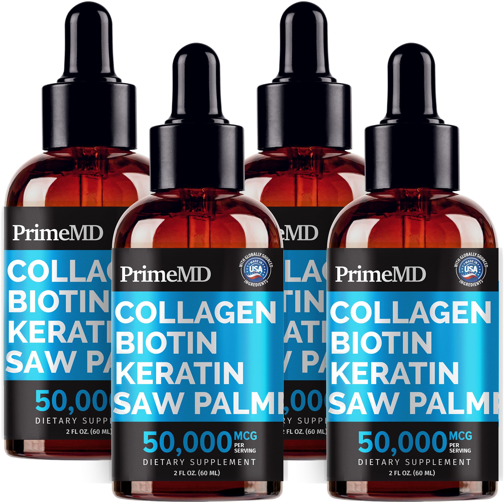 PrimeMD Liquid Collagen Drops in raspberry flavor for hair, skin and nails support