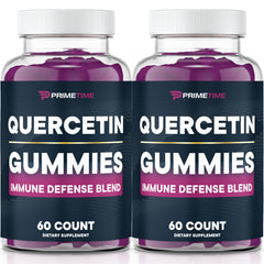 Primetime Sports quercetin gummies bottle showing 120-count for daily immune support.