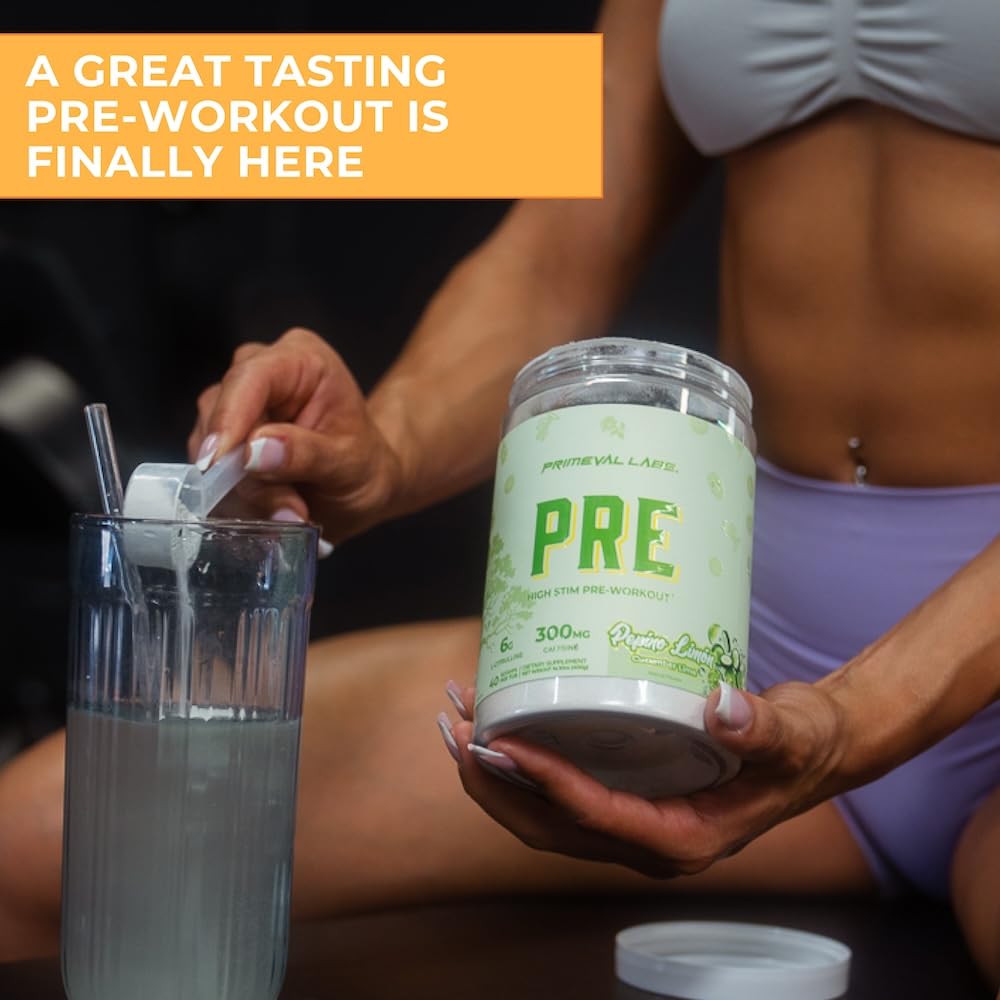 Primeval Labs PRE beta-alanine endurance support for longer sets.