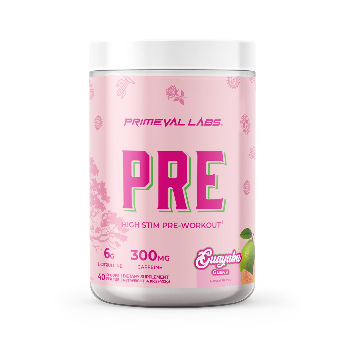 Primeval Labs PRE High-Stim bottle pour boosts energy for workouts.