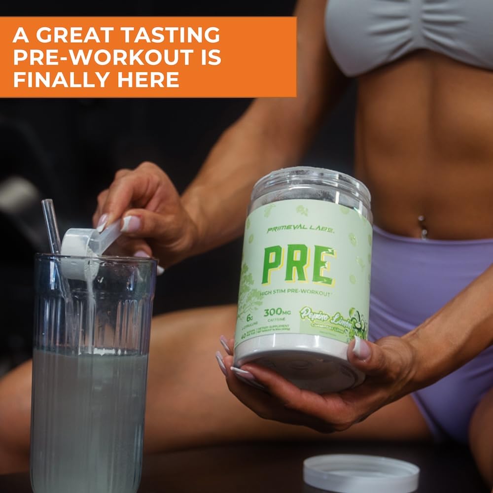 Primeval Labs PRE label highlights 300mg caffeine and ingredients