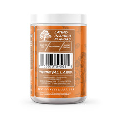 Close-up of Primeval Labs PRE powder highlighting Tamarindo flavor and texture