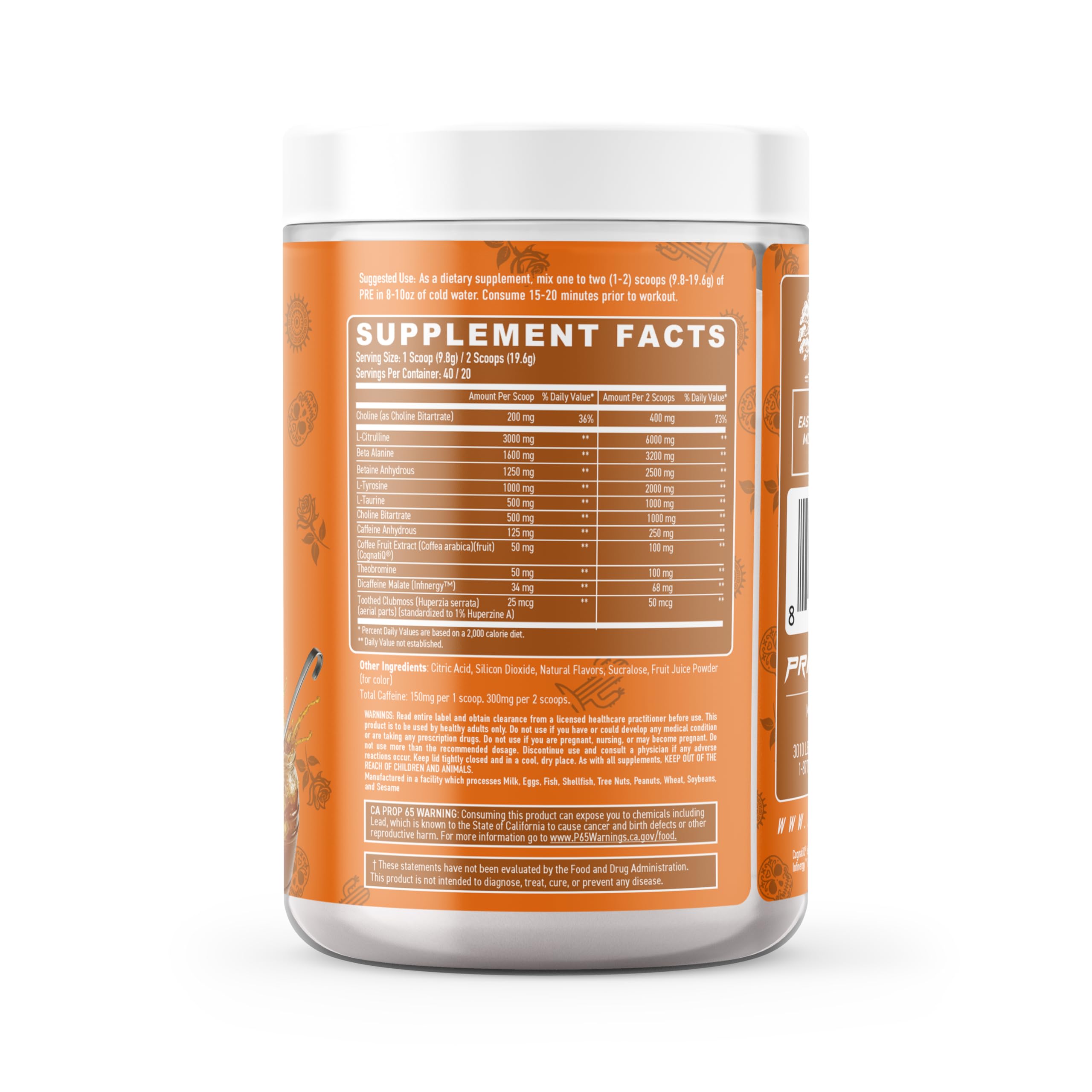 Primeval Labs PRE High-Stim scoop measures energy per serving
