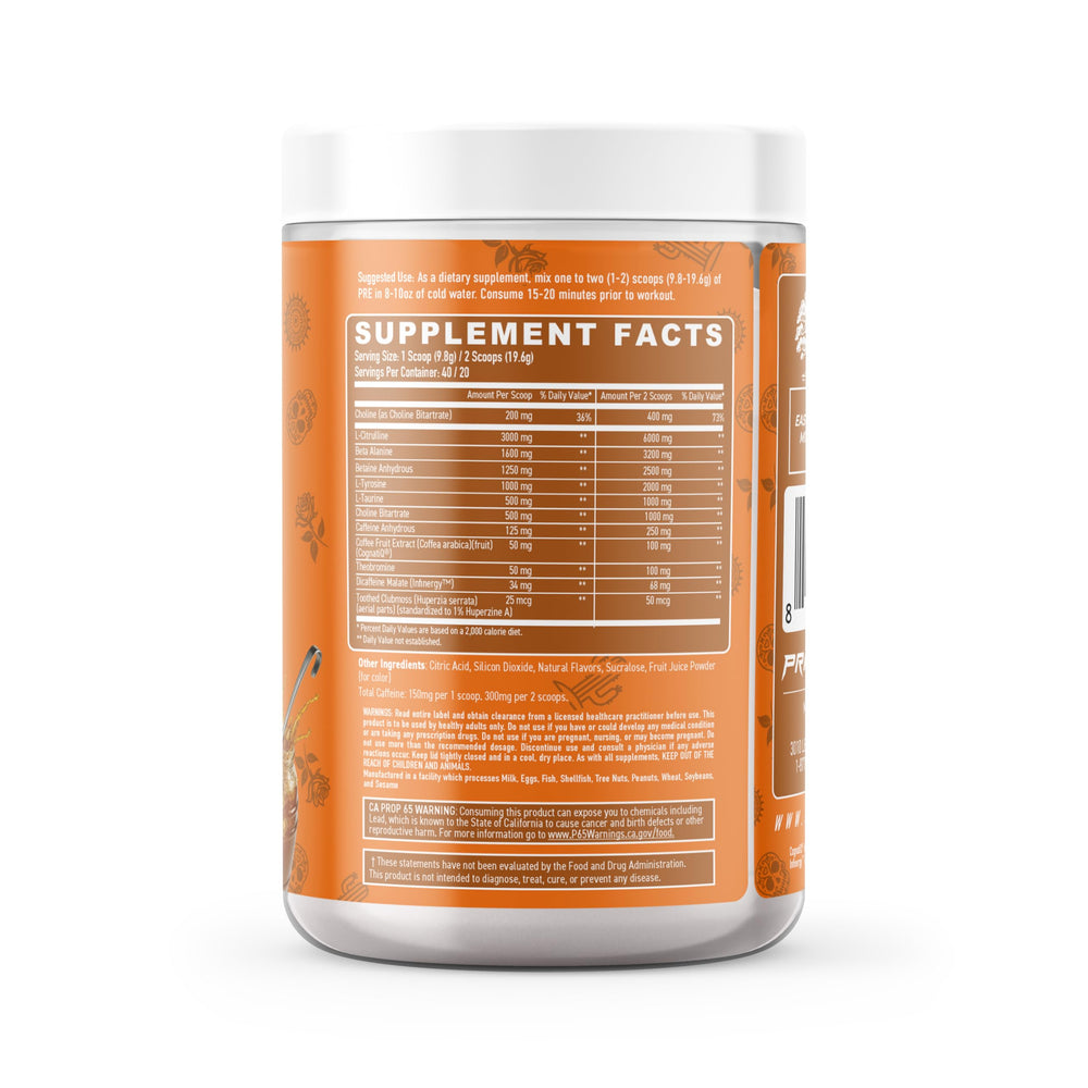 Primeval Labs PRE High-Stim scoop measures energy per serving