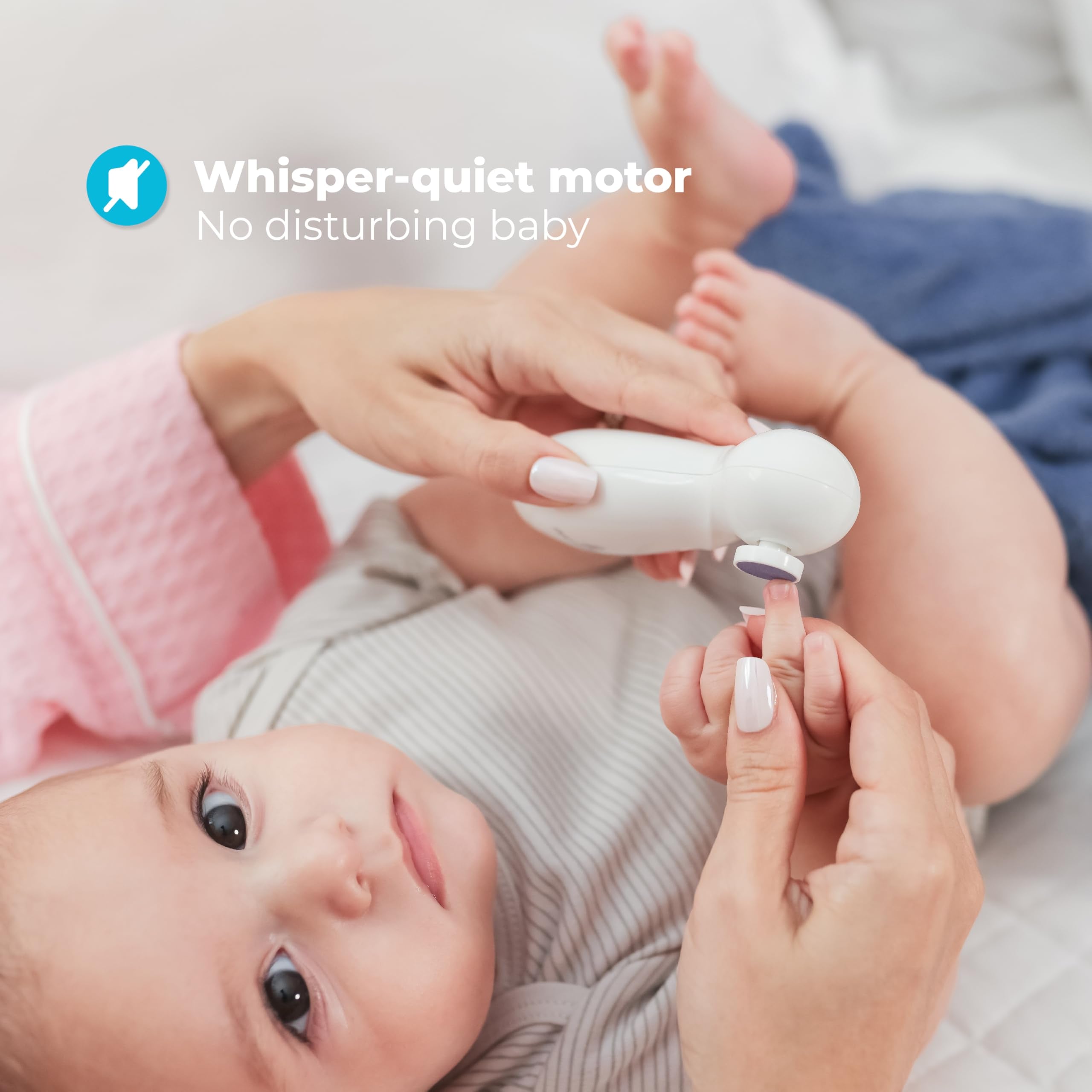 Primo Passi ergonomic design makes nail care easy for parents.