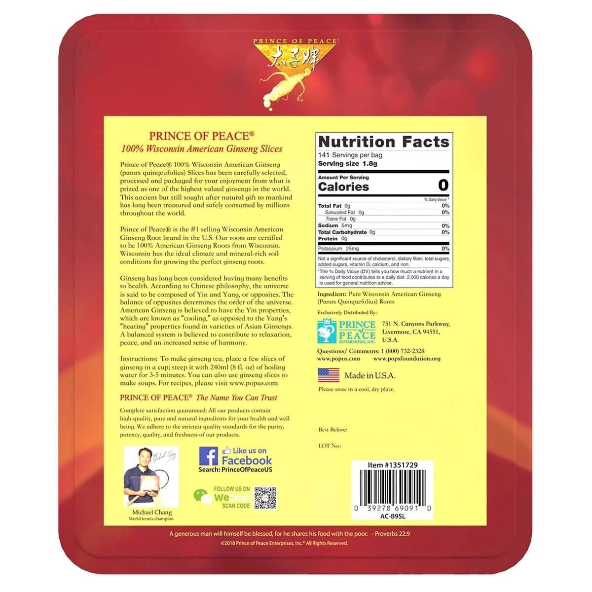 Prince Of Peace ginseng slices brew-ready for soothing tea moments.
