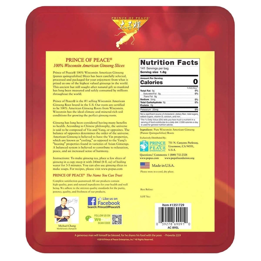 Prince Of Peace ginseng slices brew-ready for soothing tea moments.
