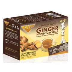 Prince Of Peace Plum Ginger Honey Crystals sachets deliver warm ginger tea with soothing plum flavor.