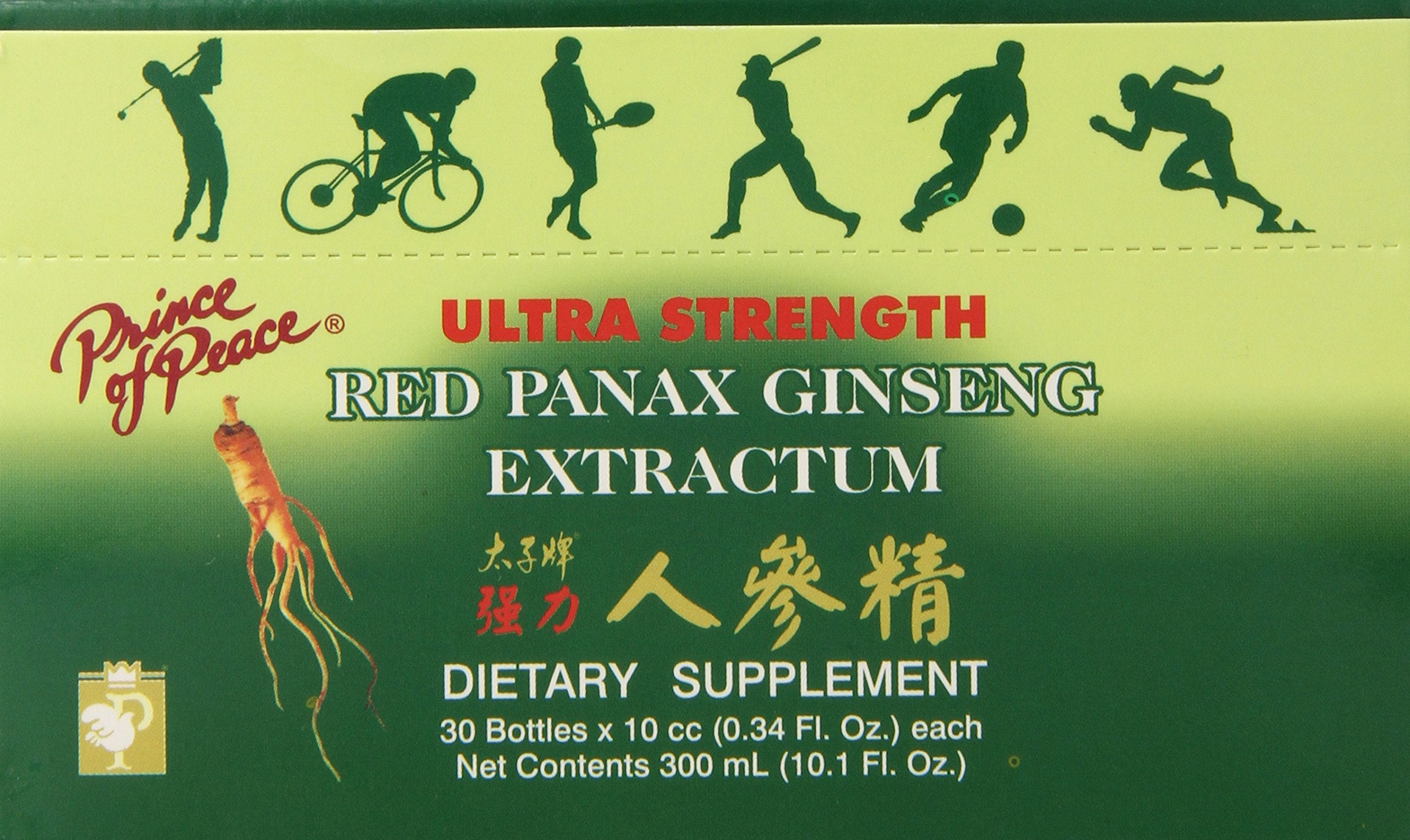 Prince Of Peace Red Panax Ginseng Extractum liquid being poured for easy dosing.