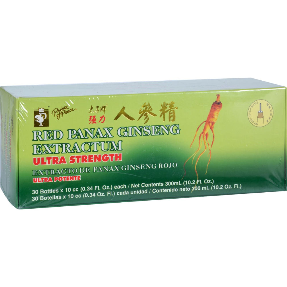 Prince Of Peace Red Panax Ginseng Extractum Ultra Strength 30 Vials package front, daily vitality support