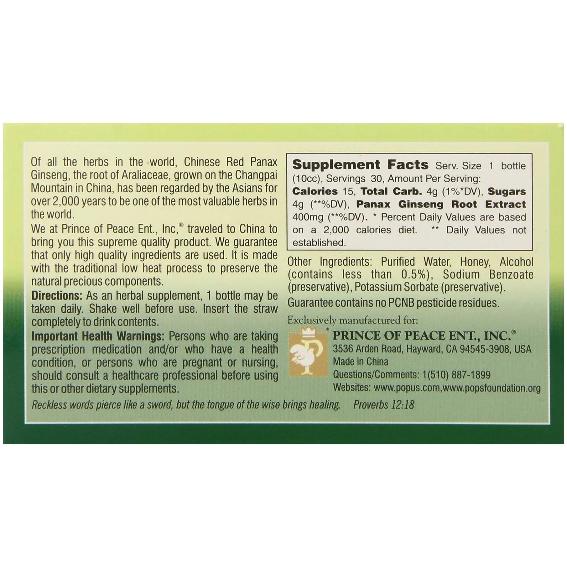 Prince of Peace red Panax ginseng shot beside a glass for daily ritual.