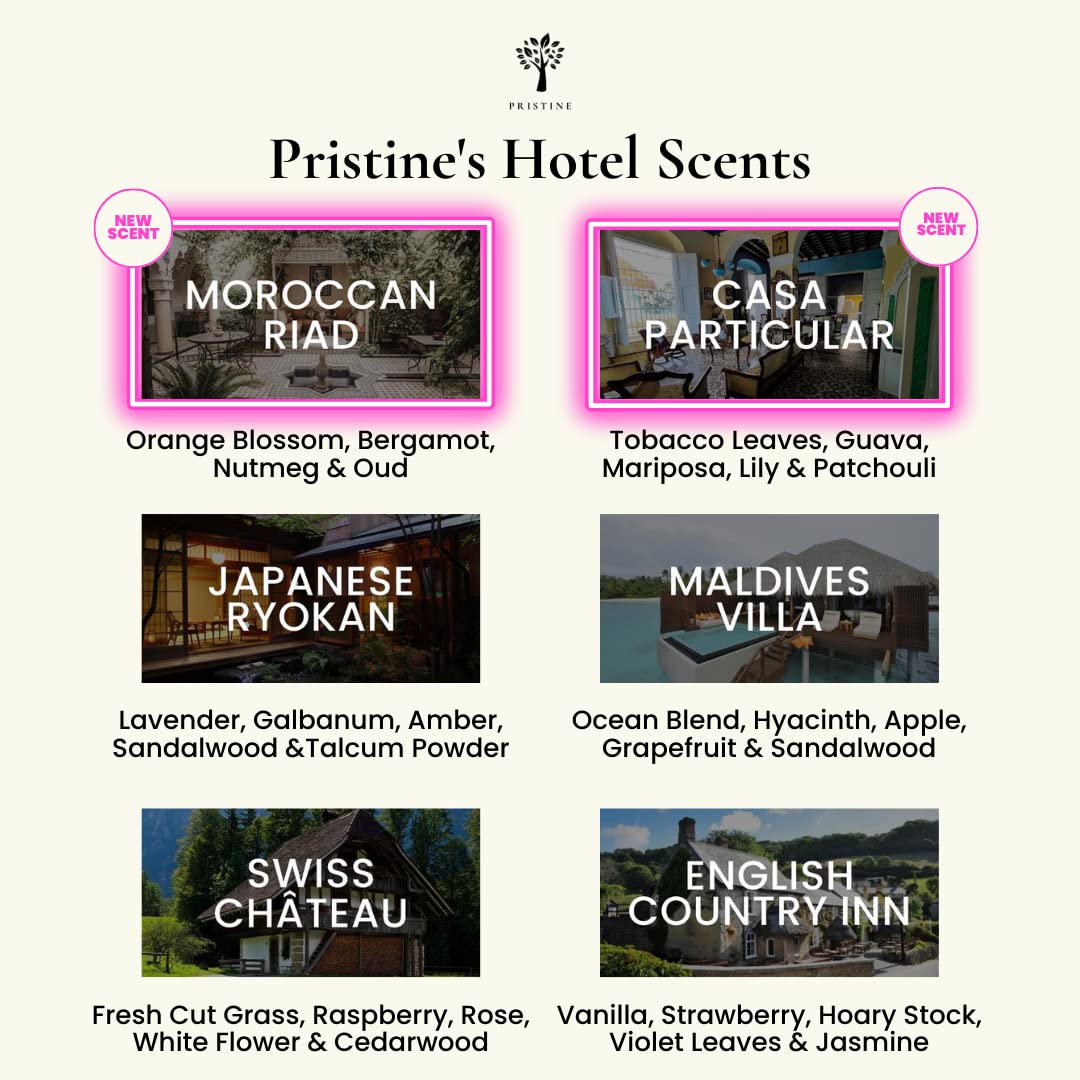 Pristine hotel blend drops close-up highlighting portable aroma refresh.