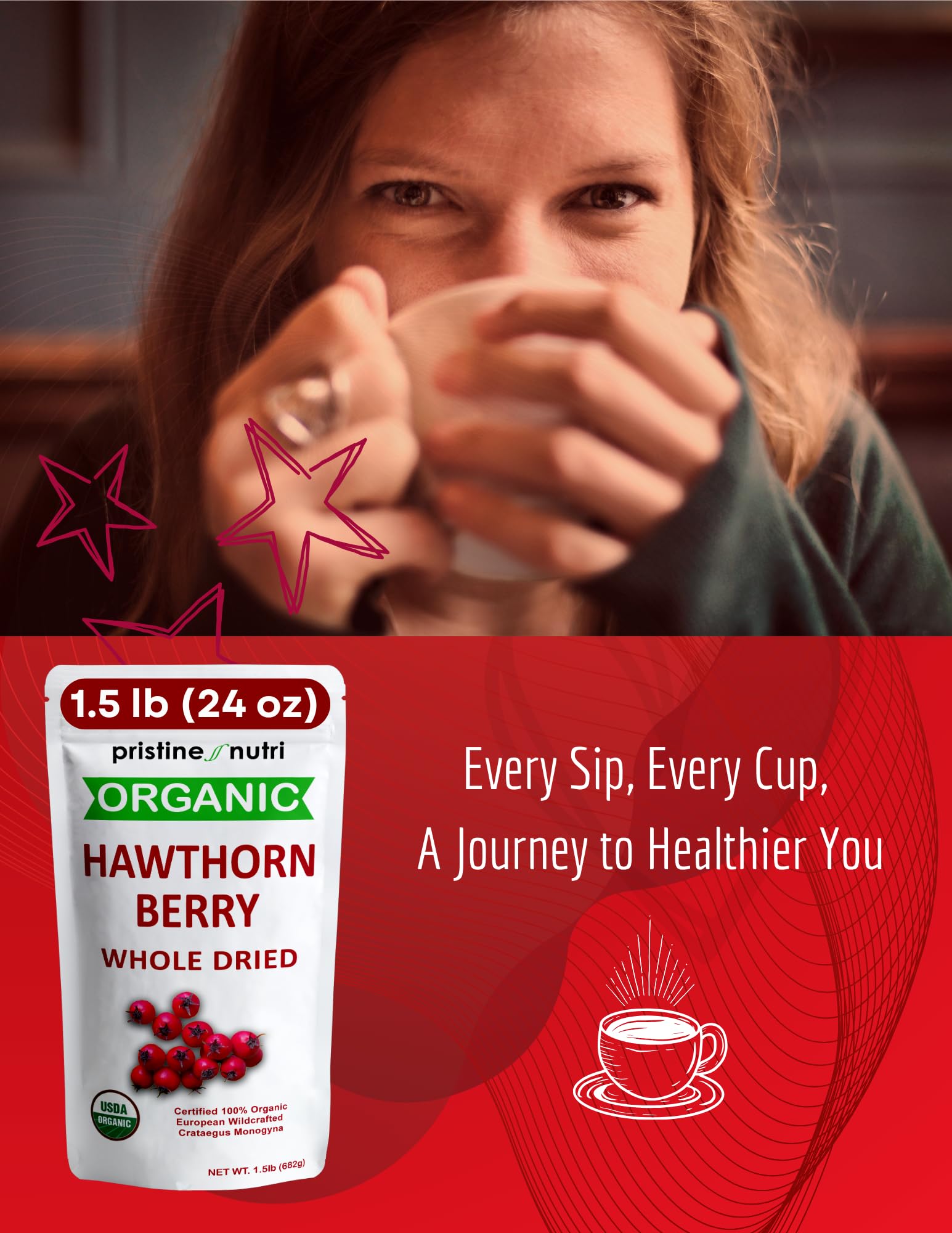 Antioxidant rich Pristine Nutri hawthorn berries dried bulk for healthy snacking