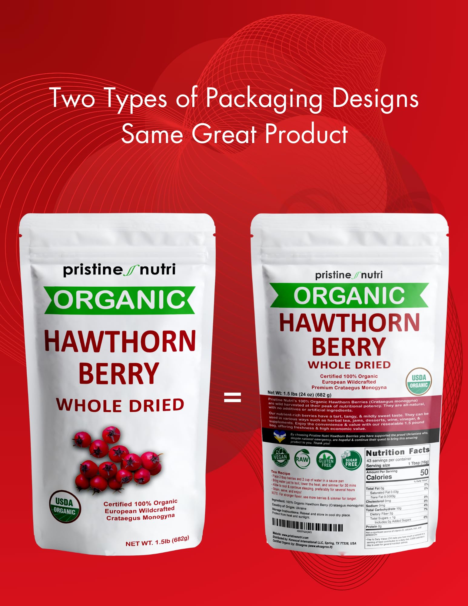Pristine Nutri hawthorn berries dried bulk used in cooking and baking
