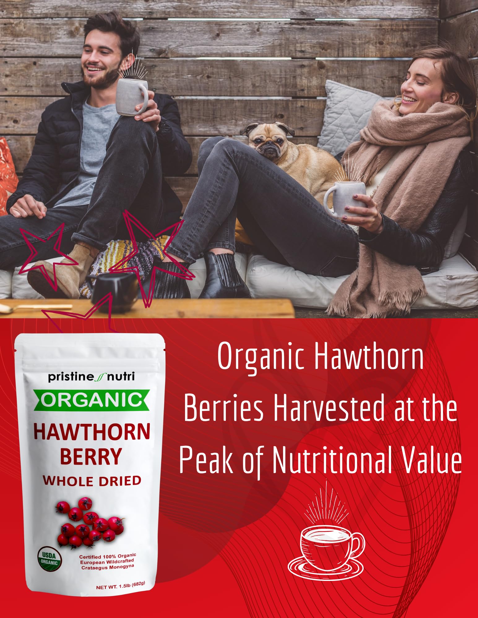 Pristine Nutri hawthorn berries dried bulk reseal bag keeps freshness