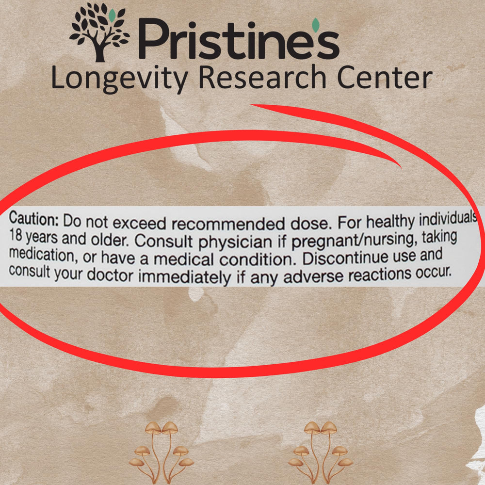 Product icons on PRISTINE'S packaging hint at antioxidant and adaptogen benefits