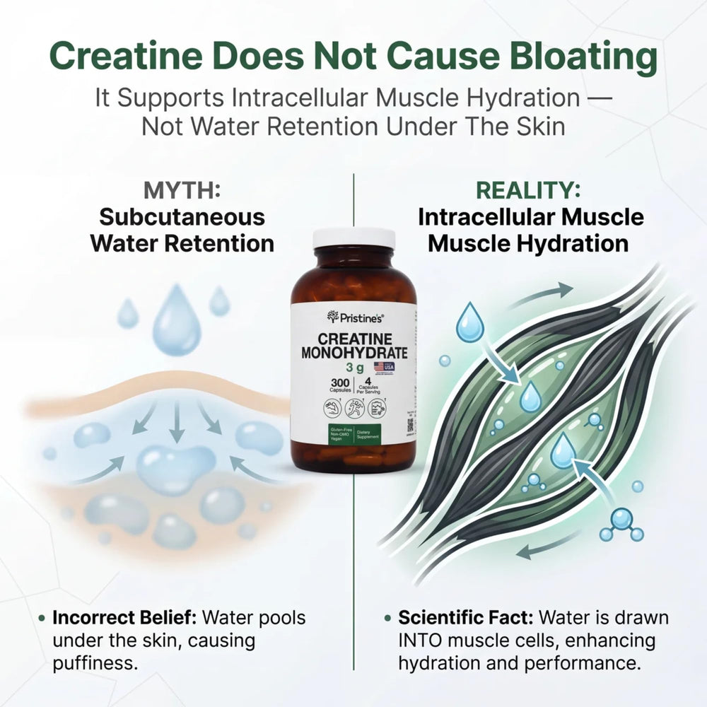 Pristine's Creatine Monohydrate Capsules cápsulas para suplementación diaria durante entrenos vigorosos