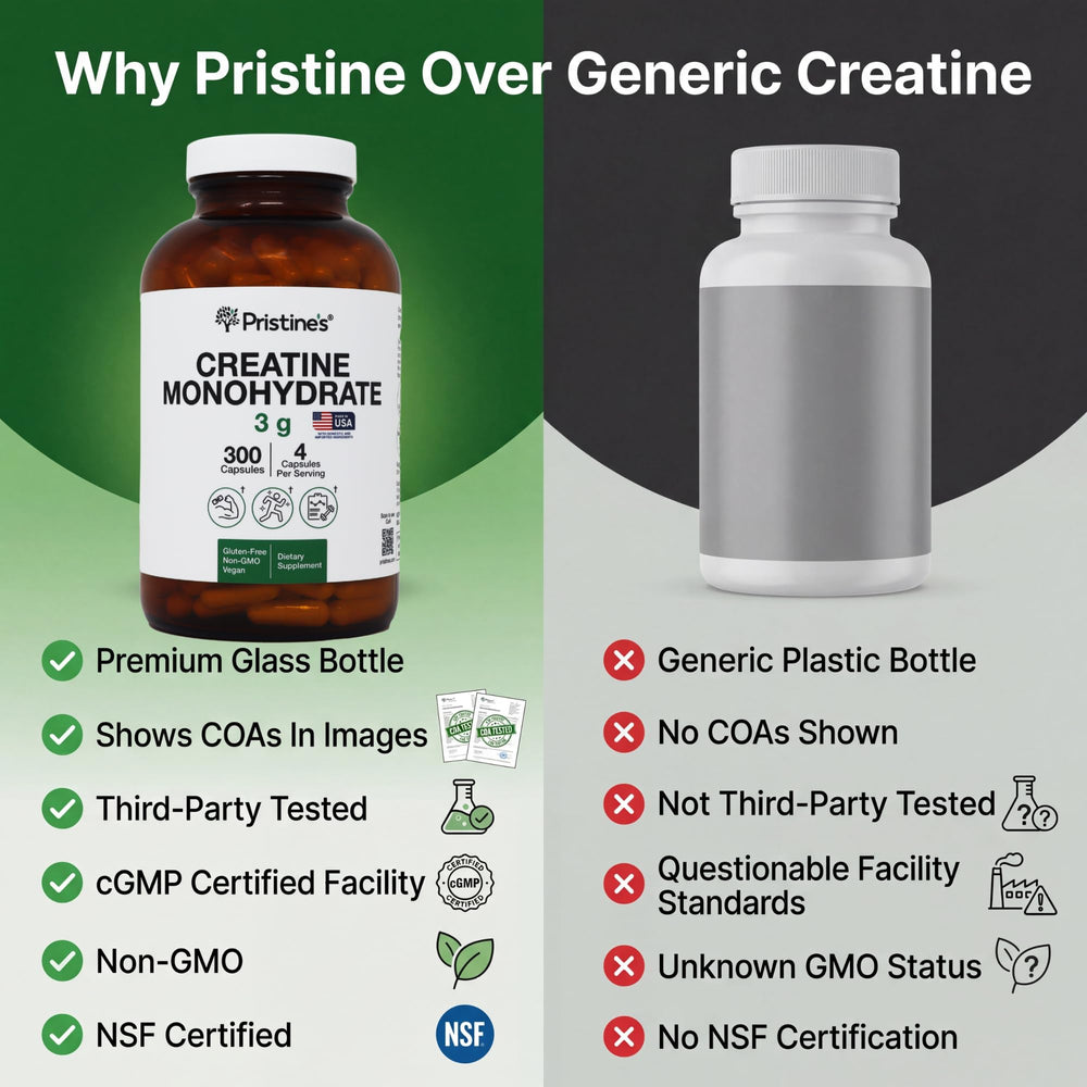 Pristine's Creatine Monohydrate Capsules entrenamiento en casa