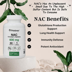 PRISTINE'S NAC capsules close-up showing easy-to-swallow capsules