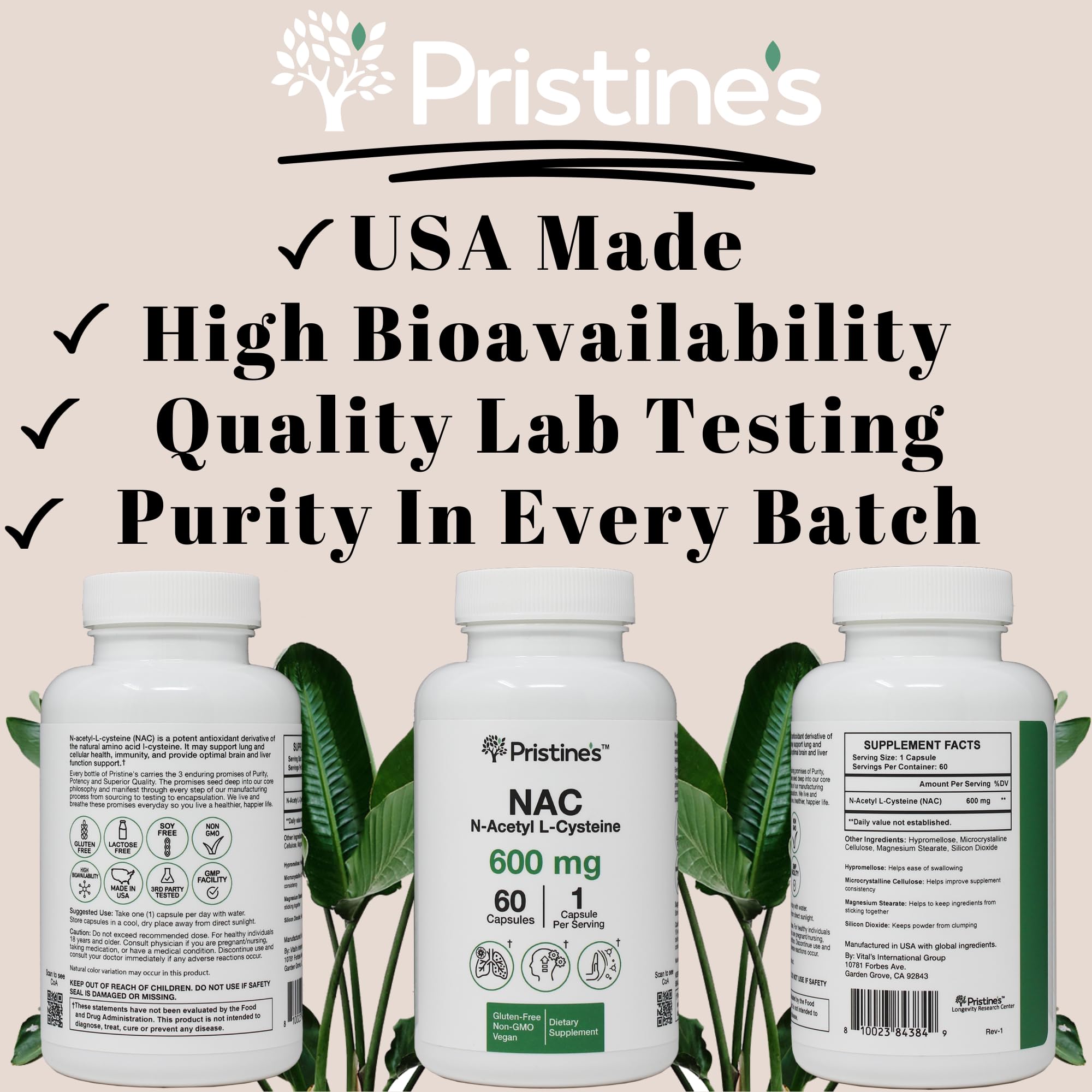 PRISTINE'S NAC capsules being poured for daily antioxidant support