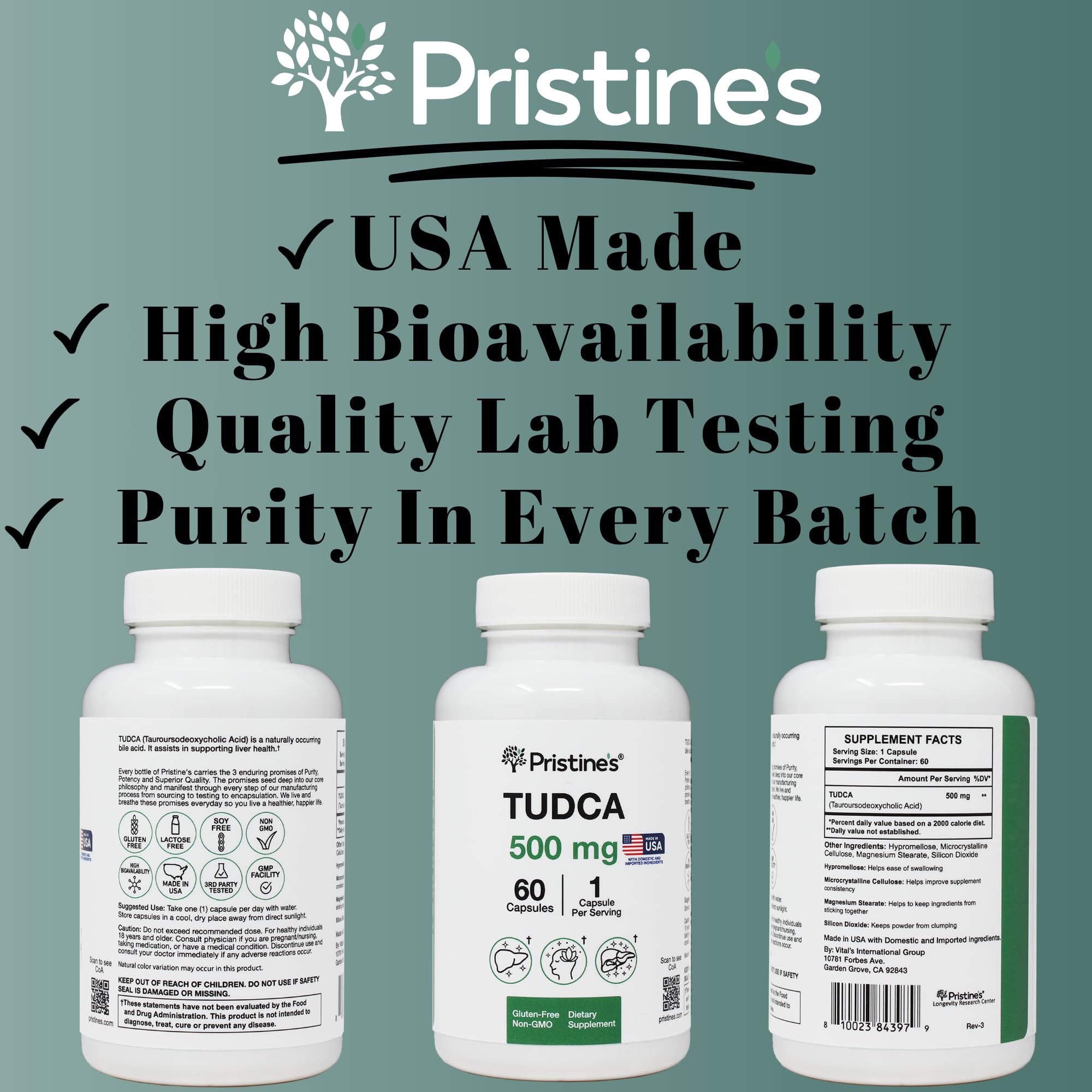 PRISTINE'S Tudca 500mg scene suggesting digestive balance and comfort.