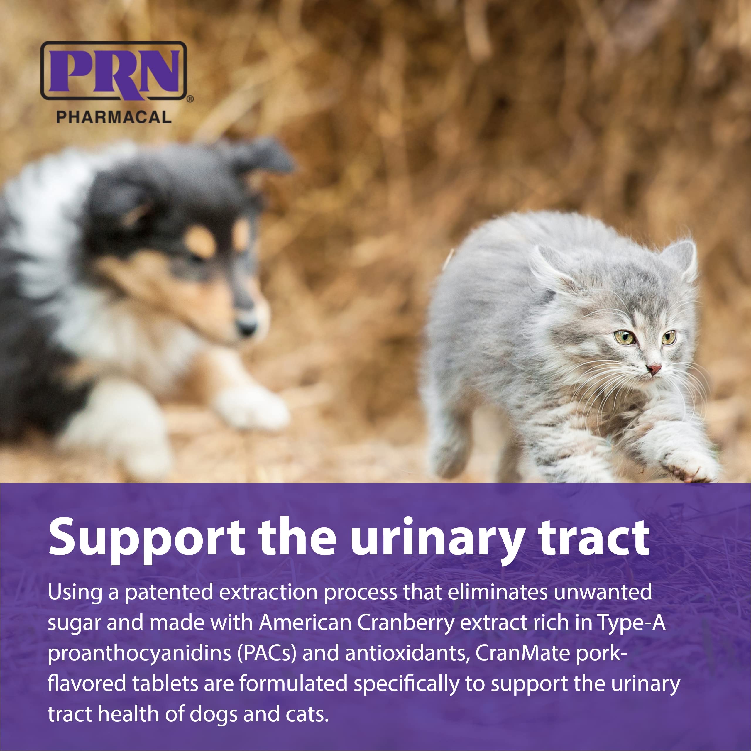PRN CranMate dosing guide illustration helps owners administer safely.