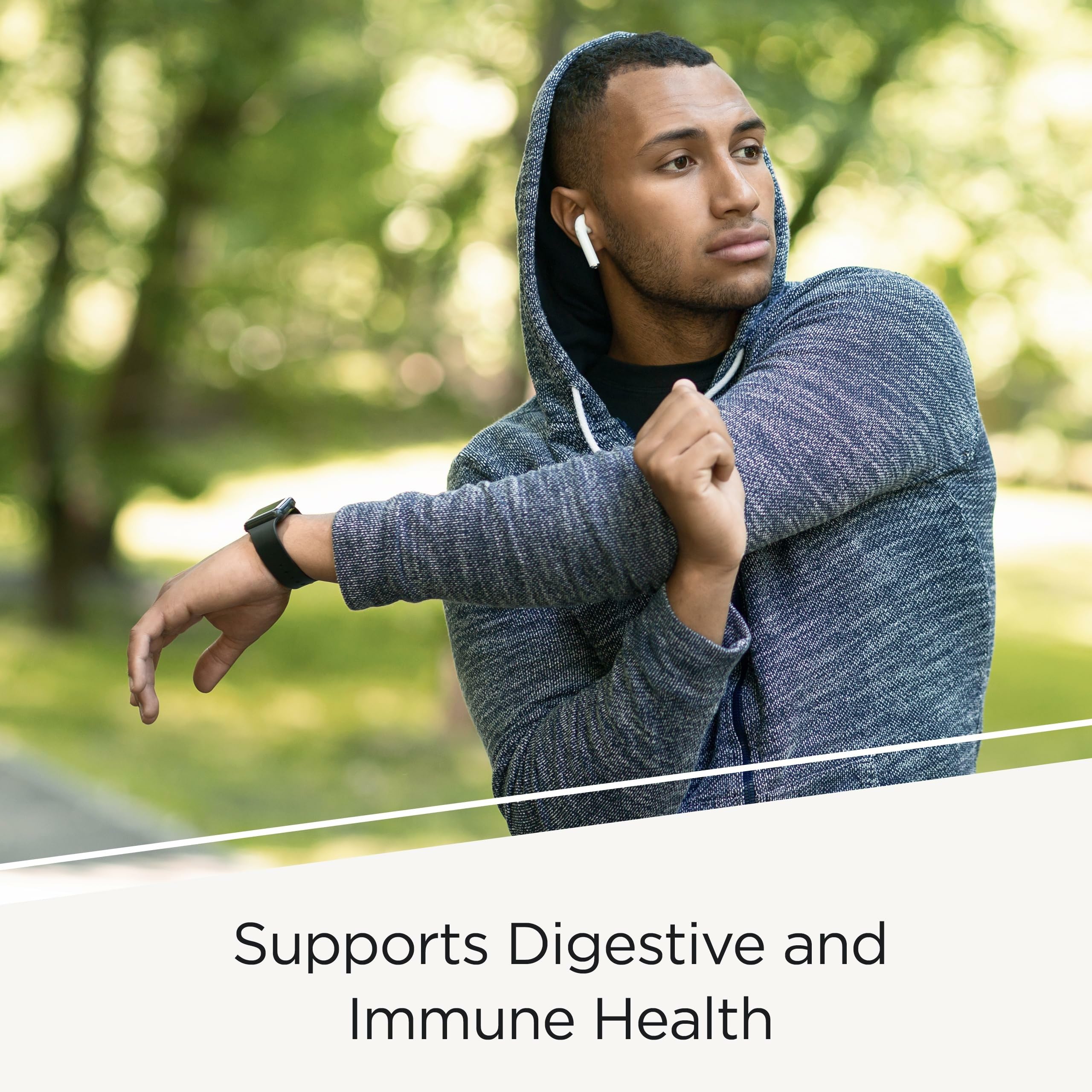 Pro-Biome daily serving with spoon shows probiotic and prebiotic blend