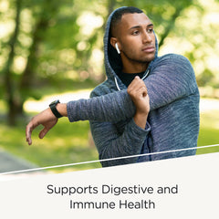 Pro-Biome daily serving with spoon shows probiotic and prebiotic blend