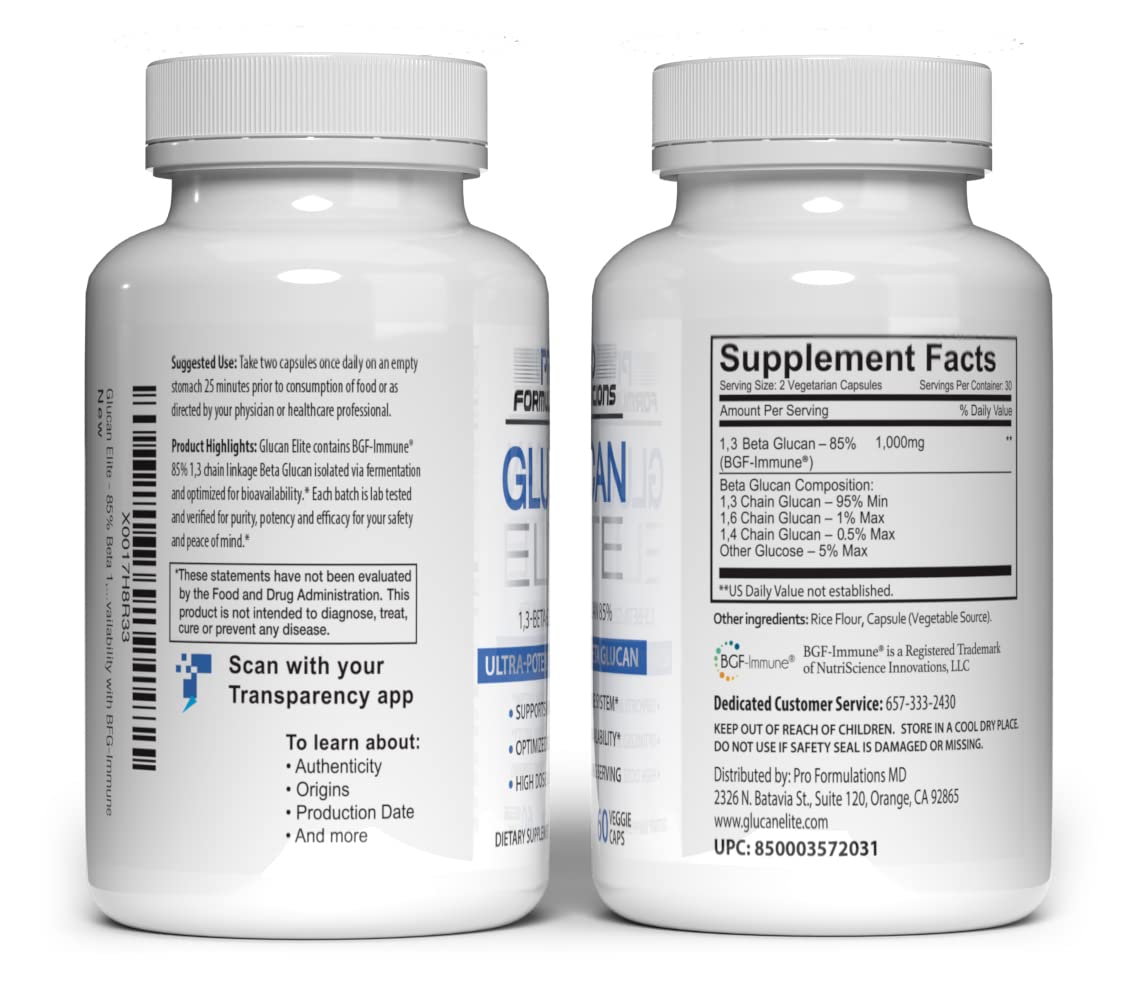 Pro Formulations MD Glucan Elite branding and packaging shown to convey quality and clarity